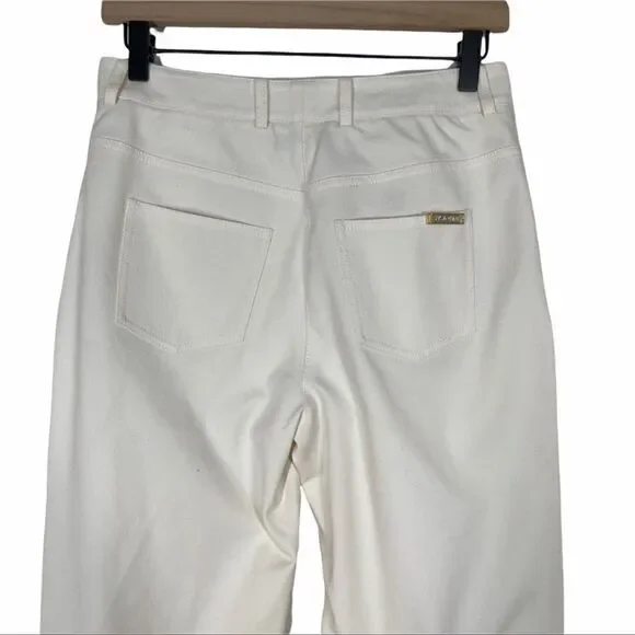St. John Collection Ivory Wide Leg Trousers Size 4 - Picture 4 of 11